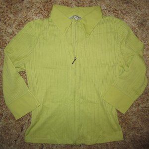 4/$20 Jessica Lime Green Semi Sheer Zip Up Blouse